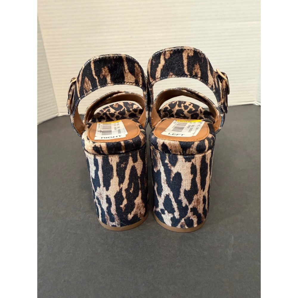 Gianni Bini Joize Velvet‎ Leopard Print Block Heel Platform Sandals New Sz 7.5M - Picture 8 of 12